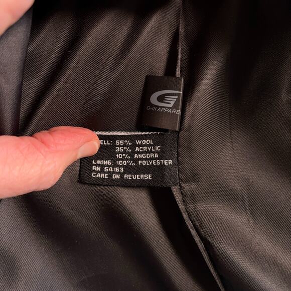 Jones New York Brown Wool Angora Coat Hooded Front Buttons Size 12P - Picture 5 of 11